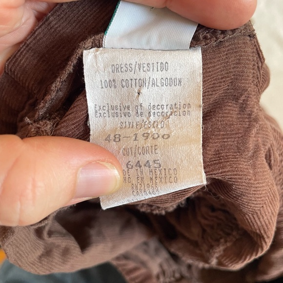 Peaches n Cream Brown Corduroy 100% Cotton Girls Dress - Picture 4 of 7